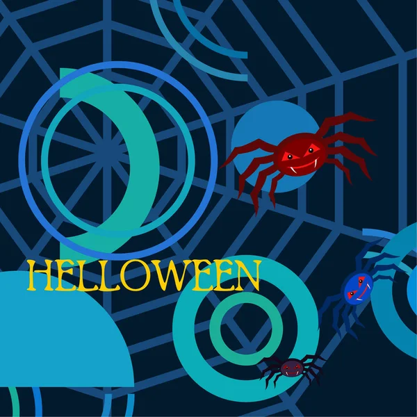 Ilustração Halloween Fundo Vetorial Com Aranhas — Vetor de Stock