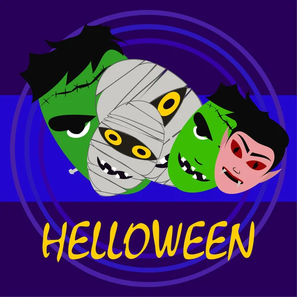Halloween Pozadí Monstry Vektorové Ilustrace — Stockový vektor