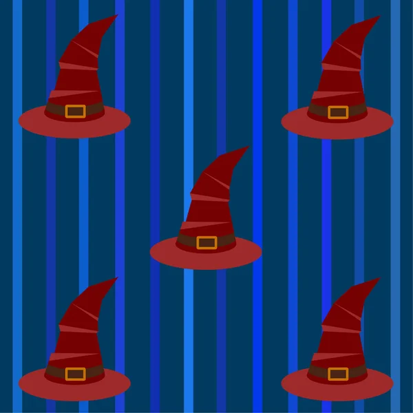 Halloween Vektor Hintergrund Textur Urlaubskarte Mit Roten Hüten — Stockvektor