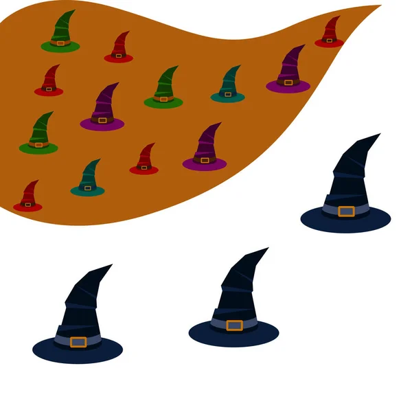Fundo Halloween Com Chapéus Bruxa Cartão Halloween — Vetor de Stock