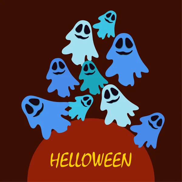 Halloween Szellemek Illusztráció Vektor Háttér — Stock Vector