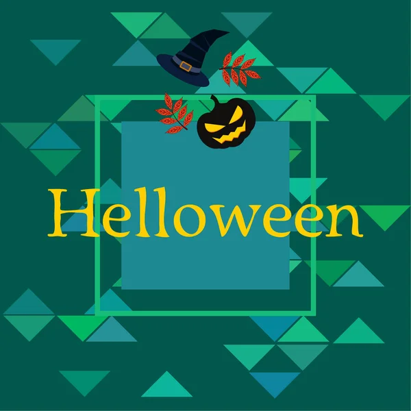 Jesienne Halloween Dyni Poległych Liście Kapelusz Tło Wektor — Wektor stockowy