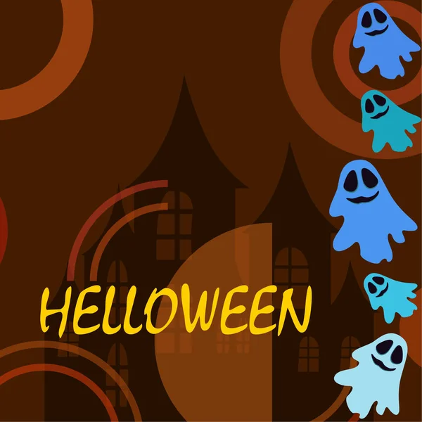 Halloween Illustration Ghosts Vector Background — Stock Vector