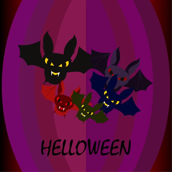 Murciélagos Halloween Cartel Halloween Vector — Vector de stock