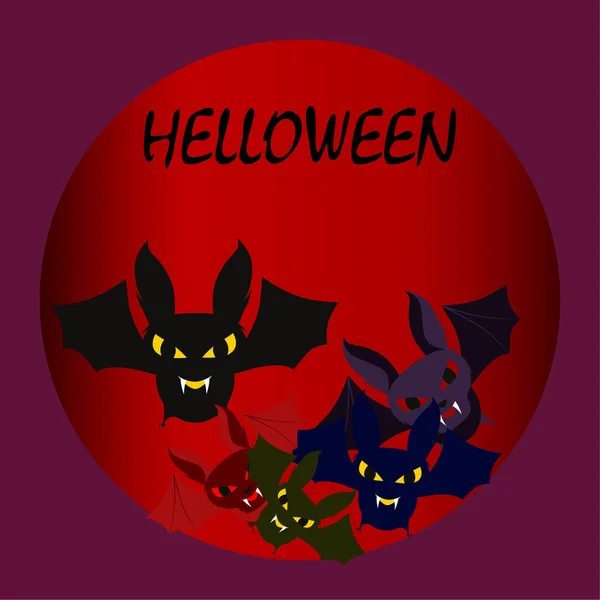 Murciélagos Halloween Cartel Halloween Vector — Vector de stock