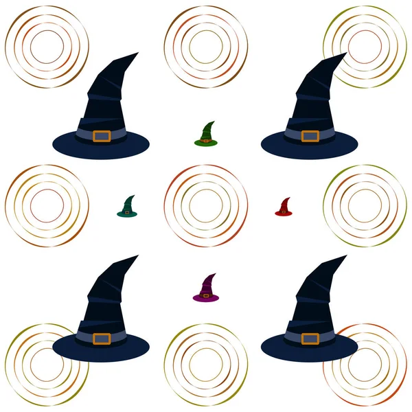 Halloween Streghe Cappelli Notte Vettore Sfondo — Vettoriale Stock