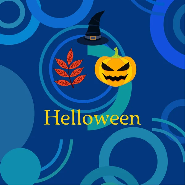 Halloween Autunno Zucca Hubcap Sfondo Vettoriale Foglia — Vettoriale Stock