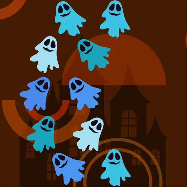 Ilustración Halloween Con Fantasmas Vector Fondo — Vector de stock