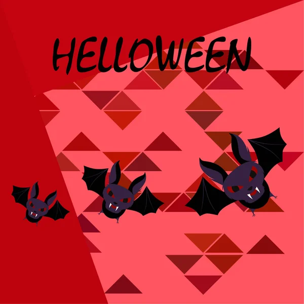 Morcegos Halloween Cartaz Halloween Vector —  Vetores de Stock