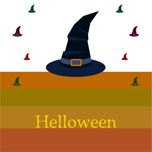 Halloween Background Witch Hats Halloween Card — Stock Vector