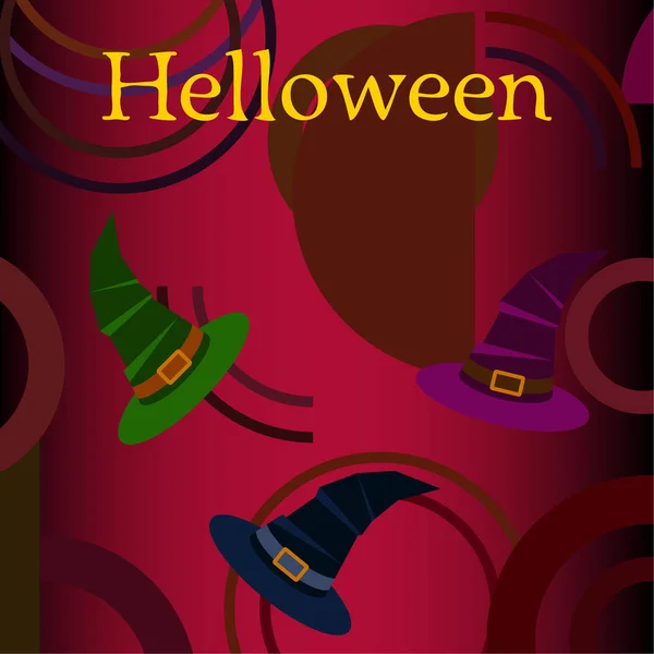 Halloween Achtergrond Met Heks Hoeden Halloween Kaart — Stockvector