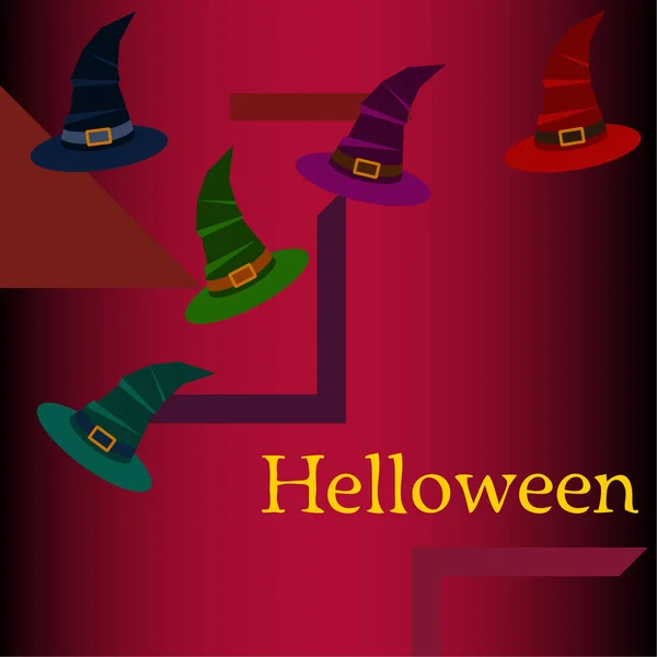 Chapeaux Sorcière Halloween Fond Vectoriel — Image vectorielle