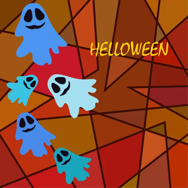 Ilustración Halloween Con Fantasmas Vector Fondo — Vector de stock