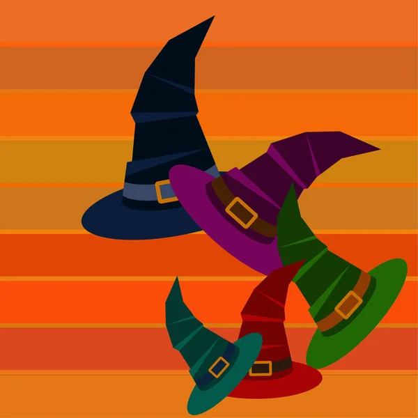 Cadılar Bayramı Vektör Arka Plan Cadı Şapkaları Ile — Stok Vektör