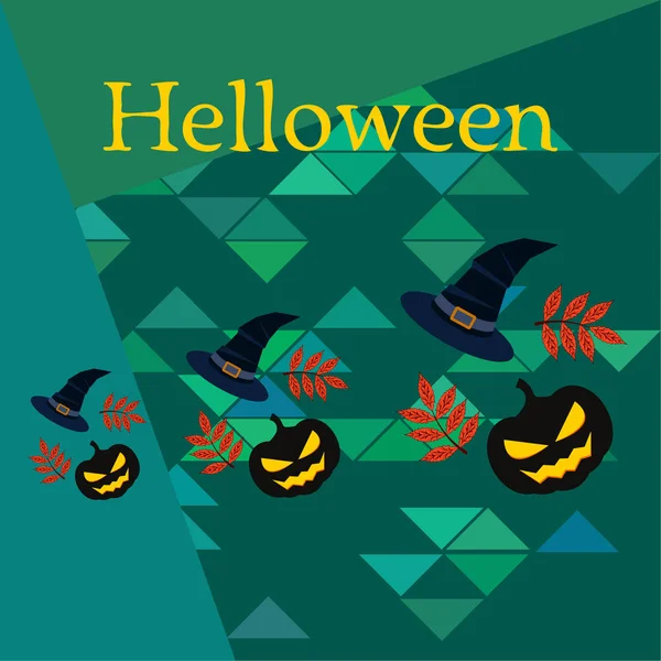 Halloween Calabazas Otoño Hojas Caídas Vector Fondo — Vector de stock