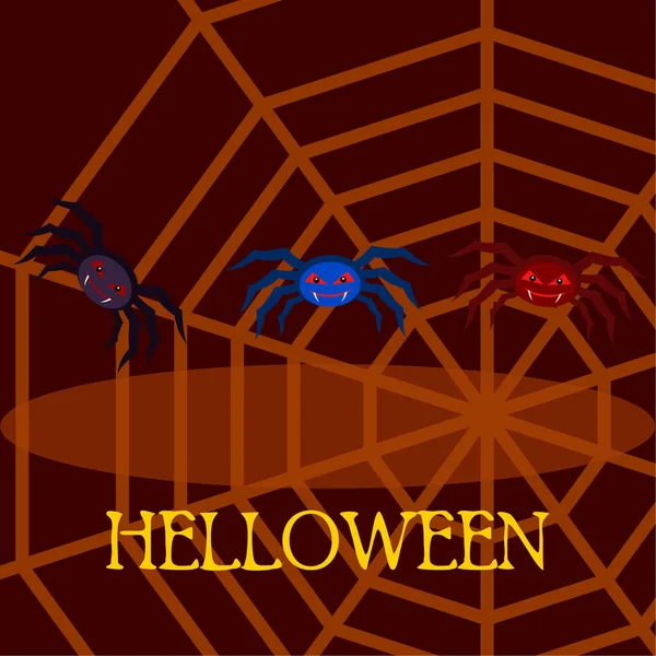Halloween Tło Ilustracji Wektorowych Pająki — Wektor stockowy