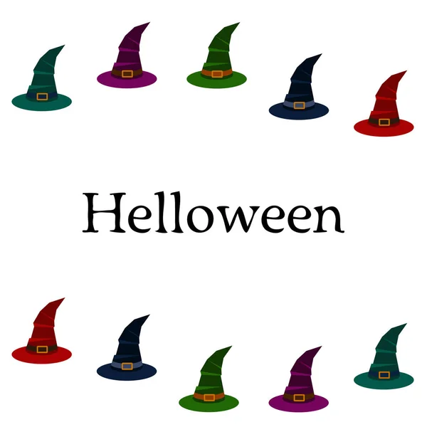 Halloween Background Witch Hats White Background — Stock Vector
