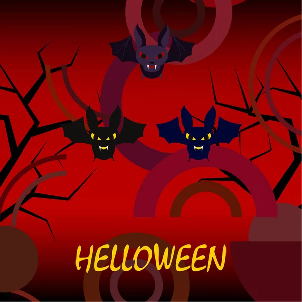 Halloween Bats Red Background Halloween Poster Vector Illustration — Stock Vector