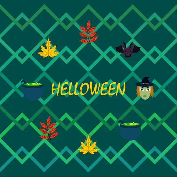 Halloween Autumn Vector Background Card — Stock Vector