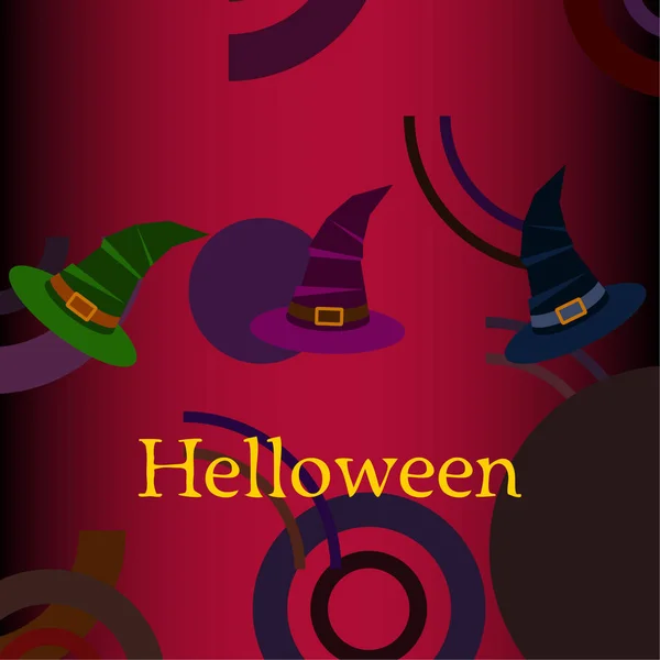 Halloween Fond Avec Chapeaux Sorcière Carte Halloween — Image vectorielle