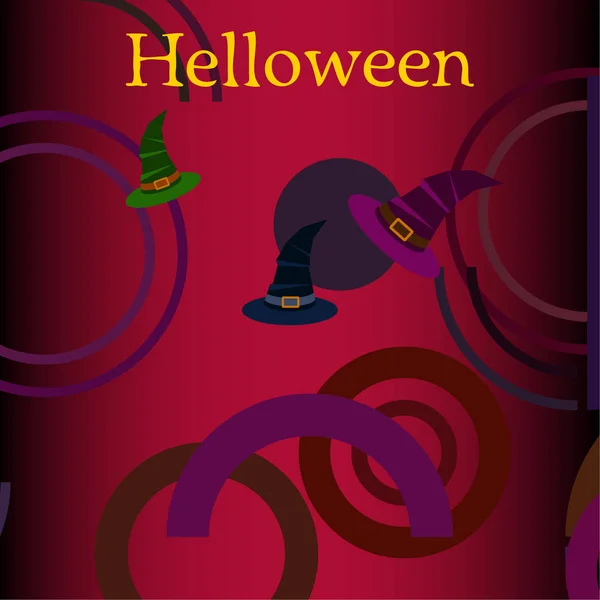 Halloween Background Witch Hats Red Background — Stock Vector