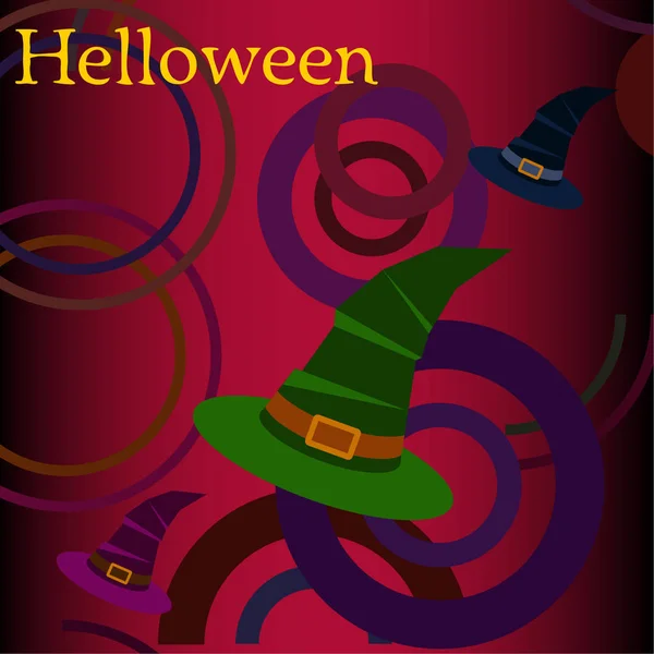 Halloween Background Witch Hats Red Background — Stock Vector