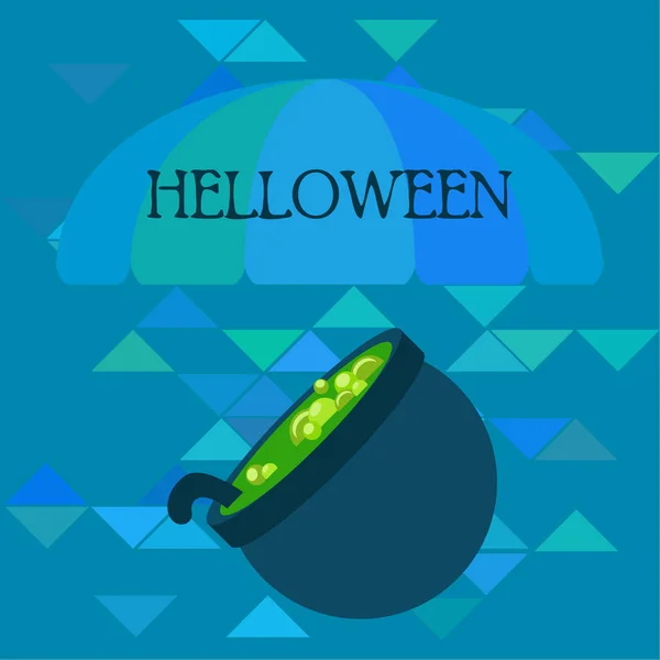 Halloween Pot Met Potion Nacht Vector Achtergrond — Stockvector