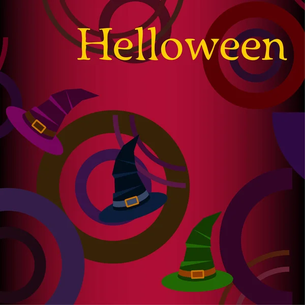 Halloween Hintergrund Mit Hexenhüten Auf Rotem Hintergrund — Stockvektor