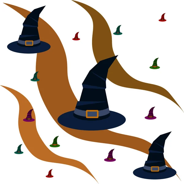 Halloween Background Witch Hats Halloween Card — Stock Vector