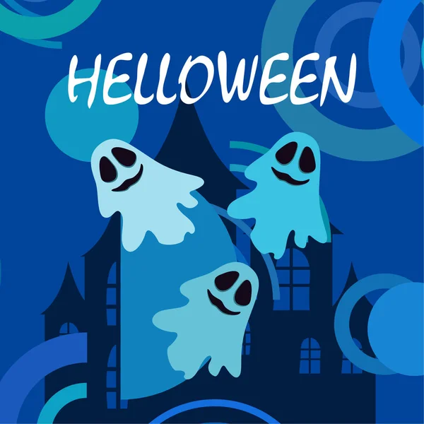 Halloween Vector Fondo Con Fantasmas Ilustración — Vector de stock