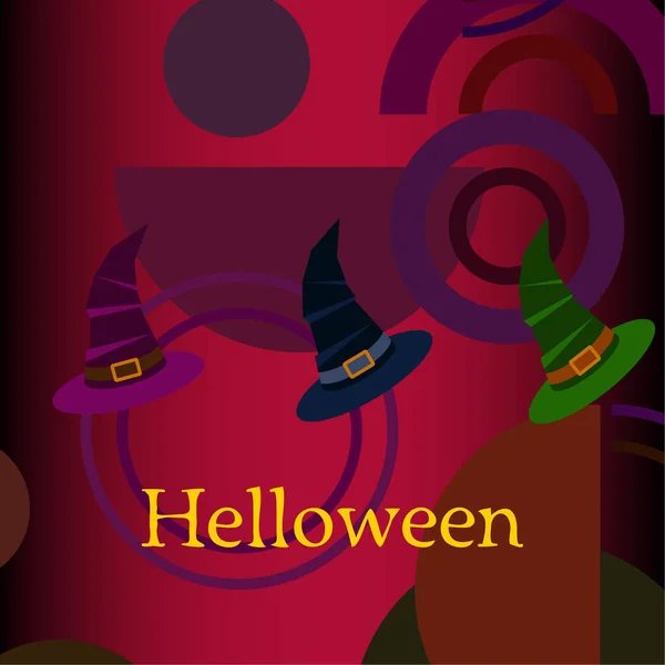 Fundo Halloween Com Chapéus Bruxa Cartão Halloween — Vetor de Stock