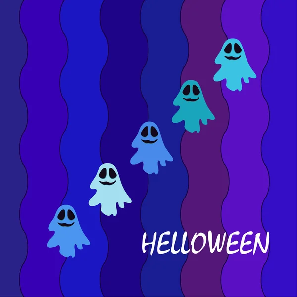 Halloween Fantasmas Ilustração Fundo Vetorial — Vetor de Stock