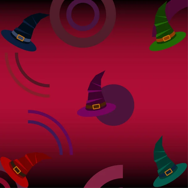 Fondo Halloween Con Sombreros Bruja Tarjeta Halloween — Vector de stock