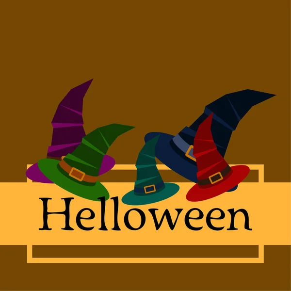 Halloween Vetor Fundo Com Chapéus Bruxa — Vetor de Stock