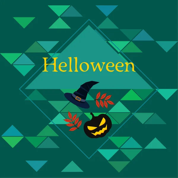 Halloween Autumn Pumpkin Fallen Leaves Hat Vector Background — Stock Vector