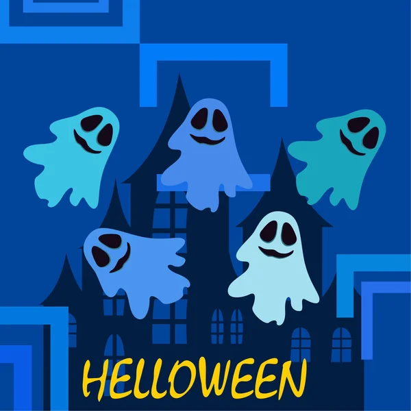 Halloween Geesten Nacht Illustratie Vector Achtergrond — Stockvector