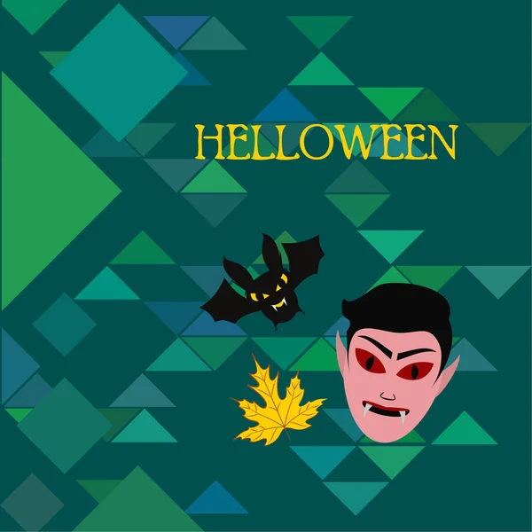 Halloween Autumn Fall Blad Masker Van Dracula Bat Vectorillustratie — Stockvector