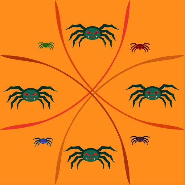 Ilustración Halloween Fondo Vectorial Con Arañas — Vector de stock