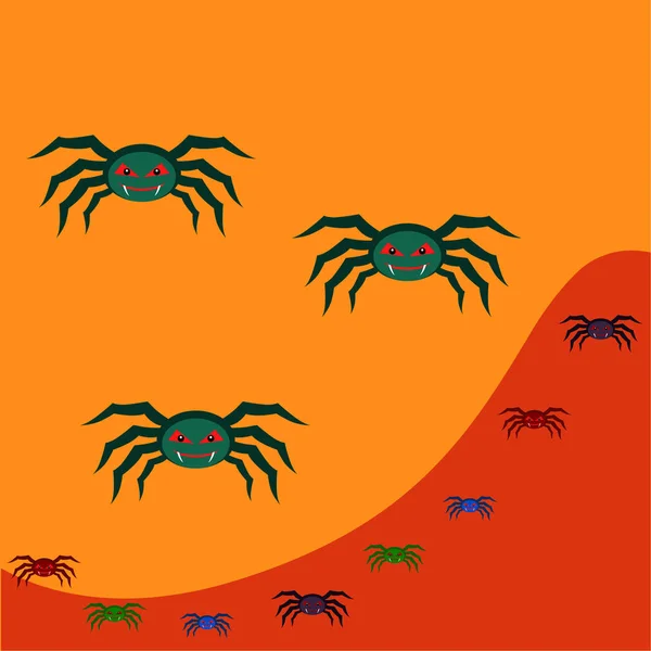 Ilustración Halloween Fondo Vectorial Con Arañas — Archivo Imágenes Vectoriales
