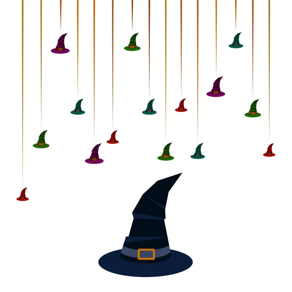 Halloween Achtergrond Met Heks Hoeden Halloween Kaart — Stockvector