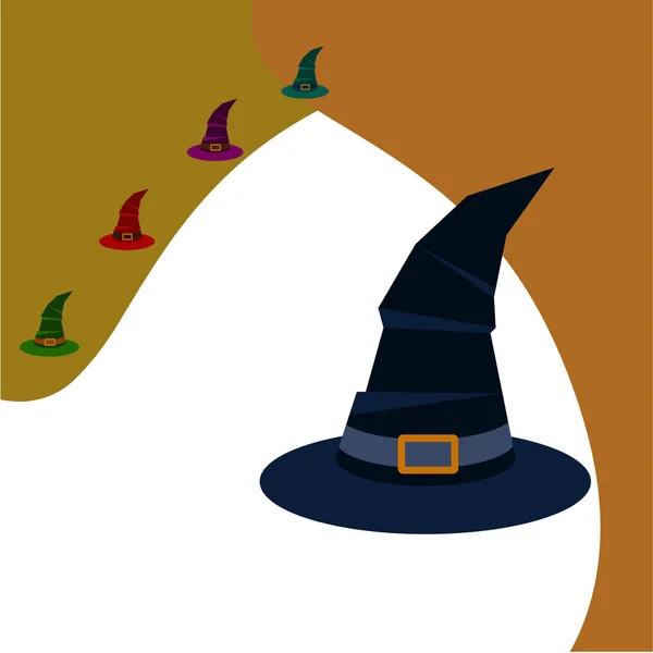 Chapeaux Sorcières Halloween Fond Vectoriel Nuit — Image vectorielle