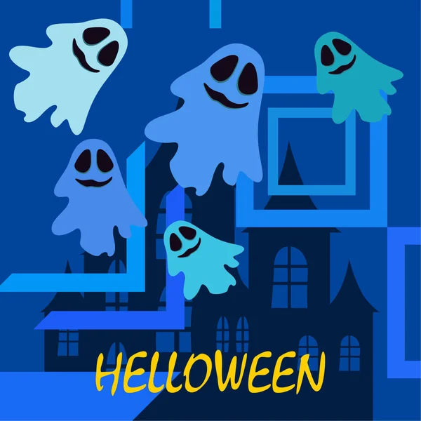 Halloween Geesten Nacht Illustratie Vector Achtergrond — Stockvector