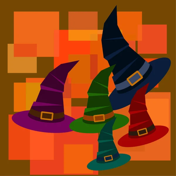 Cadılar Bayramı Vektör Arka Plan Cadı Şapkaları Ile — Stok Vektör