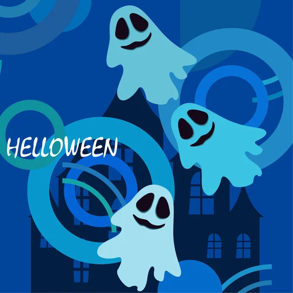 Fondo Halloween Con Fantasmas Ilustración Vectorial — Vector de stock