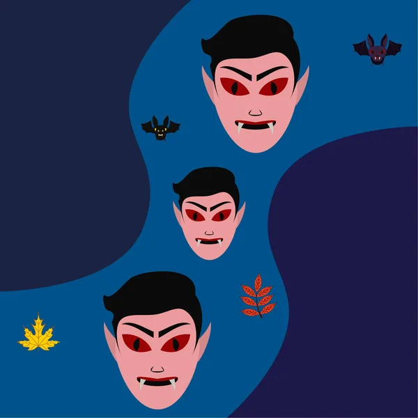 Halloween Autumn Fall Leaves Masks Dracula Bats — Stock Vector