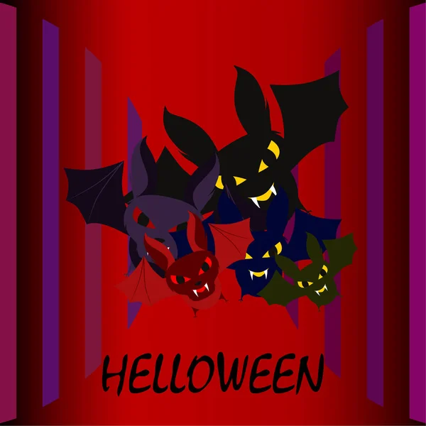 Murciélagos Halloween Cartel Halloween Vector — Archivo Imágenes Vectoriales