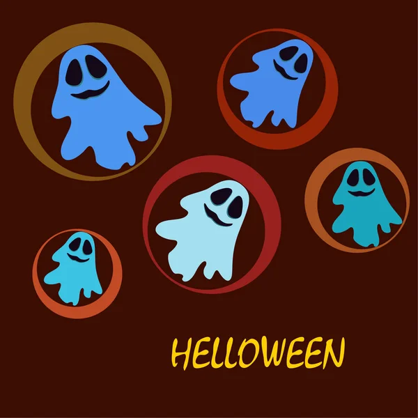 Halloween Illustration Med Spöken Vector Bakgrund — Stock vektor