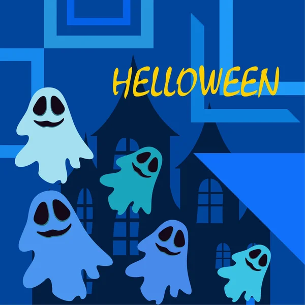 Halloween Duchové Noční Ilustrace Vektorové Pozadí — Stockový vektor