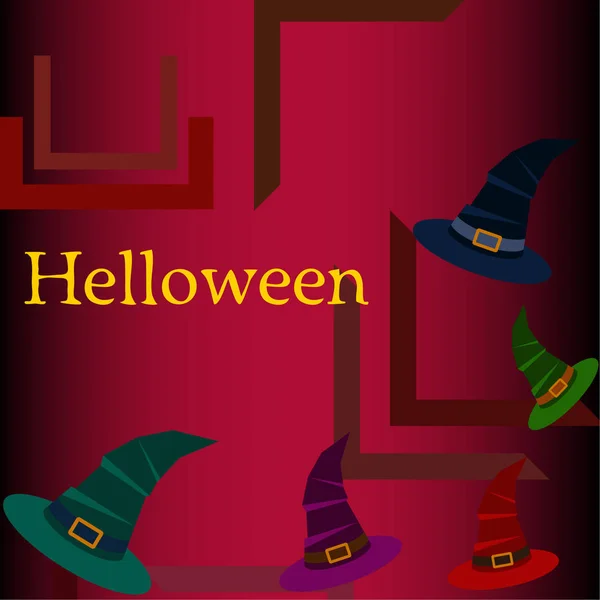 Halloween Strega Cappelli Vettore Sfondo — Vettoriale Stock