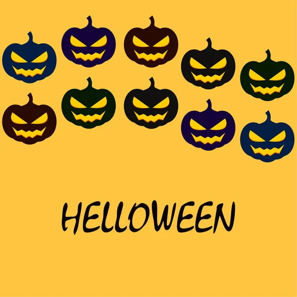 Halloween Kürbisse Laternen Auf Orangefarbenem Hintergrund — Stockvektor